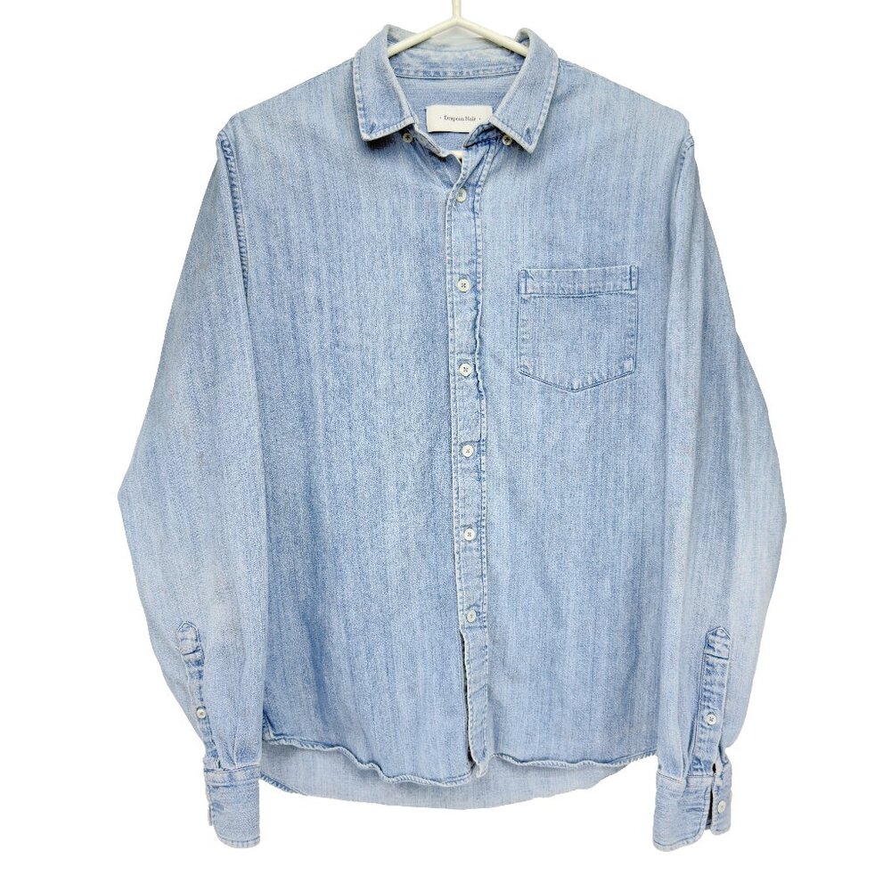 Light Wash Denim Button-Down Shirt - Casual Men’s Shirt